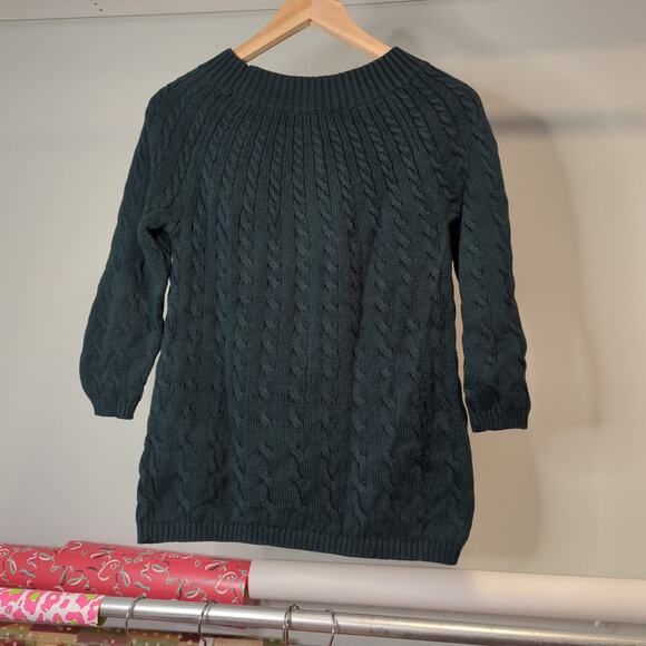 Talbots Green Cable Knit Sweater Petite Small - Picture 2 of 6
